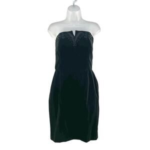 Escada Velvet Strapless Mini Dress Vintage 80s Black LBD